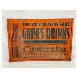 EMB. GRIMES DRINKS SIGN W/ BOTTLE