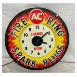 AC SPARKPLUGS FIRE RING DEALER CLOCK