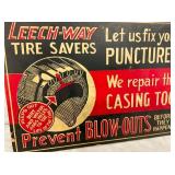CLOSEUP VIEW LEECH WAY TIRE SIGN