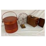 WOODEN BUCKET, FOLK ART FERRIS WHEEL,ETC