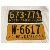 1953,54 NC LIC. TAGS