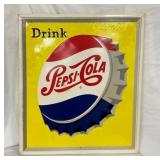DRINK PEPSI SIGN W/ CAP 27X31