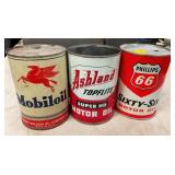 MOBILOIL, ASHLAND, PHILLIPS 66 CANS