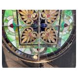 CLOSEUP VIEW DETAILED STAINED GLASS 