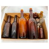 VARIOUS EARLY AMBER STORE BOTTLES