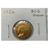 1926 $2 1/2 GOLD INDIAN HEAD COIN