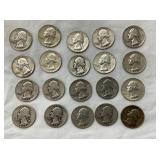 (20) 90% SILVER QUARTERS