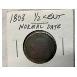 1803 1/2 CENT NORMAL DATE