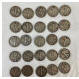 (25) SILVER WALKING LIB. HALVES