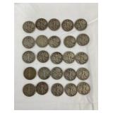 (25) SILVER WALKING LIBERTY HALVES