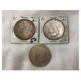 1921M, 1897 S, 1878S MORGANS