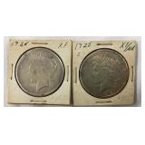 1925S, 1926 XF PEACE SILVER DOLLARS