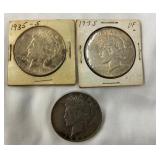 1923,1935,1935S PEACE SILVER DOLLARS