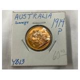 1914P GOLD AUSTRALIA SOVEREIGN COIN