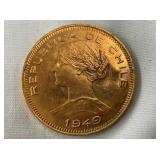 1949 .5866 GOLD 100 PESOS CHILE