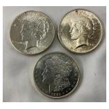 UNC 1922,1926 PEACE, 1921 MORGAN