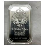 SCOTTSDALE 1OZ. SILVER BAR .999 SILVER
