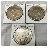 1902 MORGAN/1922-D, 1925 PEACE SILVER $
