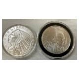 (2) 1OZ. .999 SILVER INDIAN HEAD ROUNDS