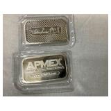 1OZ SILVERTOWNE/1OZ. AMPEX SILVER BARS