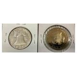 UNC 1953 FRANKLIN/1992-S PROOF SILVER