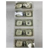 (5) 1957 $1 SILVER CERTIFICATES