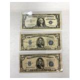 (2) 134 $5 SILVER CERT./1957 $1 STARNOTE
