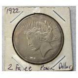 RARE 1922 DOUBLE FACE PEACE SILVER $