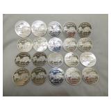 20 1 OZ .999 SILVER COINS= 20OZ TOTAL