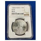 LOT 1332 1988 1 OZ SILVER MS65 LIBERTAD