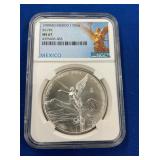 LOT 1383 1999 1 OZ SILVER MS62 LIBERTAD