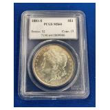 LOT 1421 1881S MS64 MORGAN SILVER DOLLAR
