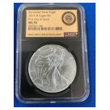 LOT 1432 2019W MS70 SILVER EAGLE
