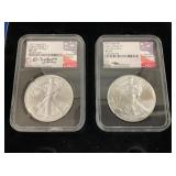 LOT 1469 (2) 2021 MS70 SILVER EAGLES