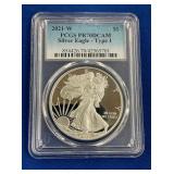 LOT 1499 2021W PR70 SILVER CAMEO EAGLE