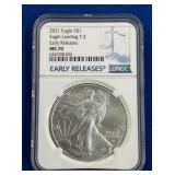LOT 1520 2021 1 OZ SILVER MS70 EAGLE