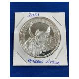 LOT 1536 2021 1 OZ SILVER QUEEN VIRTUE