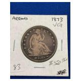 LOT 1554 1873 SEATED LIBERTY W/ ARROWS