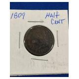 LOT 1555 1809 1/2 CENT CAPPED BUST