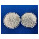 LOT 1566 (2) 1OZ SILVER 2023 EAGLE