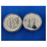 LOT 1568 (2) 1OZ SILVER ALLEGORIES COINS