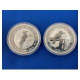 LOT 1576 (2) 2015 1 OZ SILVER KOOKABURRA