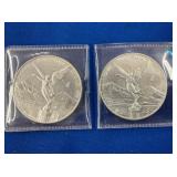 LOT 1577 (2) 1 OZ SILVER LIBERTADS