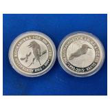 LOT 1578 (2) 1 OZ SILVER KOOKABURRA
