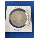 LOT 1602 1863 4 REALES COIN