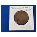 LOT 1632 1837 LG CENT TYPE COIN