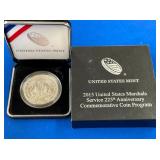 LOT 1698 2015 US MARSHALL SILVER COIN