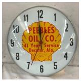 12 1/2IN PEEBLES OIL CO. AL SHELL CLOCK
