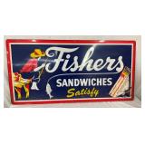 1965 SST EMB. FISHERS SANDWICHES SIGN