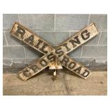 EARLY SOLID EMB. CAST RR CROSSING SIGN